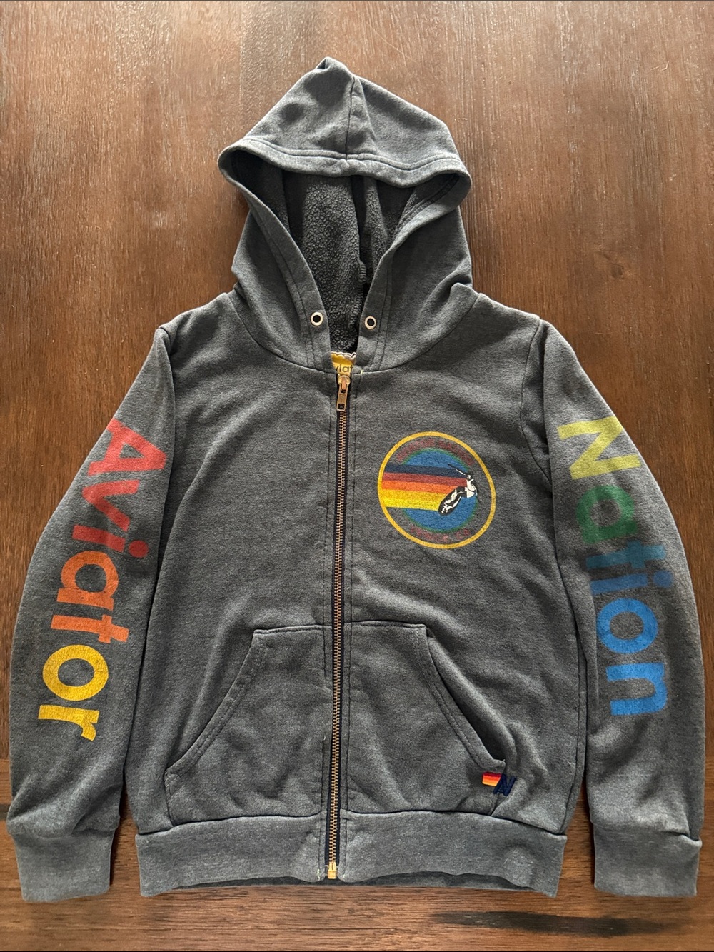 Aviator Nation Kids Gray Zip Hoodie Venice Ca Size 10